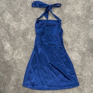 Elegant Blue Halter Dress